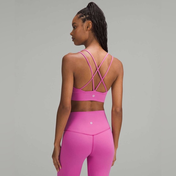 Lululemon Nulu Strappy V-Neck Yoga Bra *Light Support, A/B Cup Pow Pink Tone - Picture 2 of 5